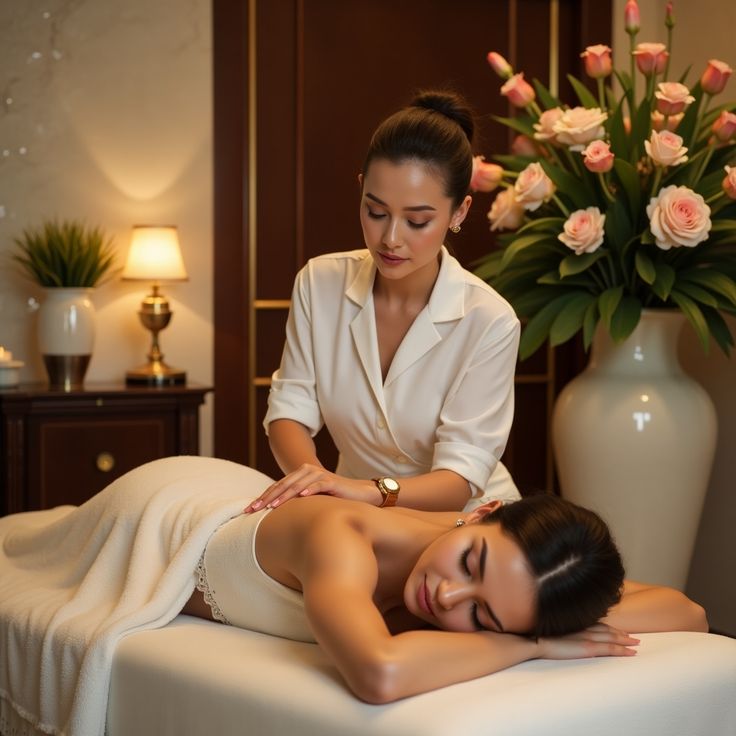 Professional female spa massage