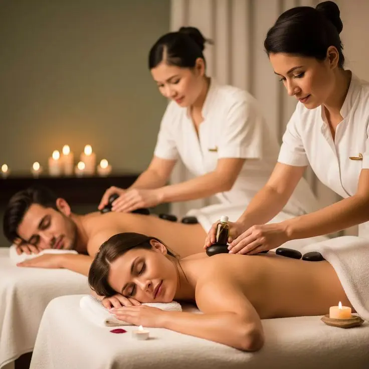 Luxury couple spa massage